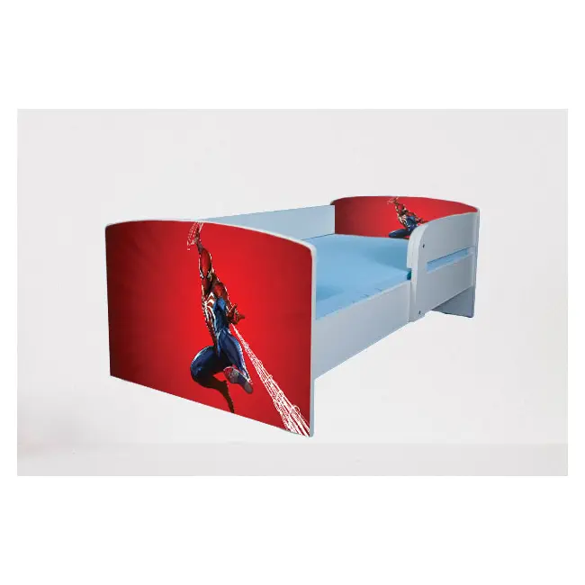 Pat pentru copii 2-12 ani Spiderman 1, Cu Protectie si saltea de 160x80 Cm inclusa Ptv3836