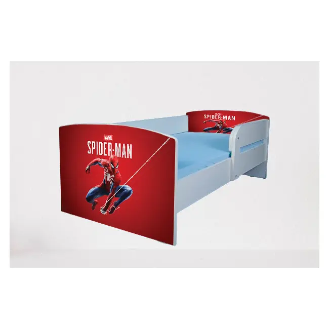 Patut pentru copii 2-6 ani Spiderman 2, Cu Protectie si saltea de 130x60 Cm inclusa Ptv1736