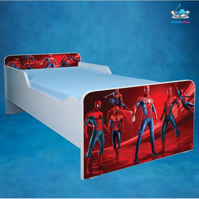 Pat pentru copii 2-8 ani Spiderman 4, cu saltea inclusa de 140x70 Cm Ptv3497