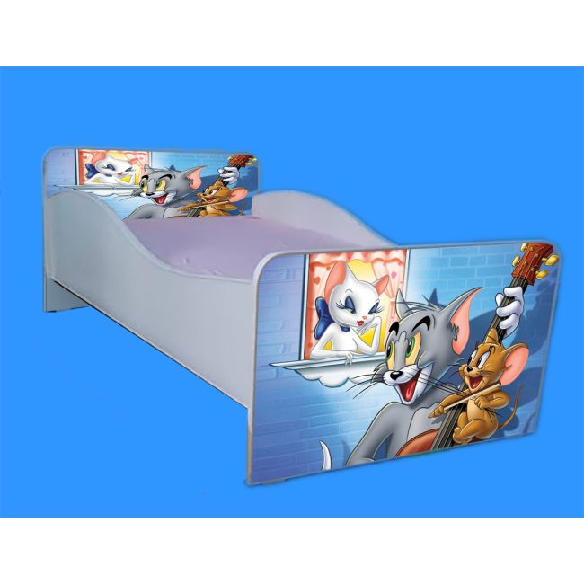Pat pentru copii 2-12 ani Tom & Jerry, cu saltea inclusa de 160x80 Cm Ptv4077