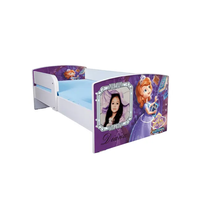 Patut pentru fetite 2-6 ani Personalizat Sofia, Cu Protectie si saltea de 130x60 Cm Ptv2817