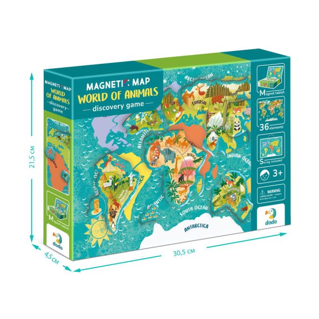 Puzzle magnetic - lumea animalelor (36 piese)