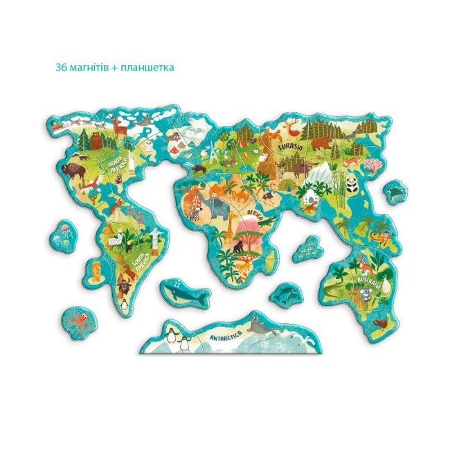 Puzzle magnetic - lumea animalelor (36 piese)
