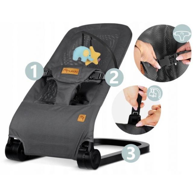 Balansoar pentru copii 2 in 1 cu jucarii, nukido 705200, gri edeedi705200