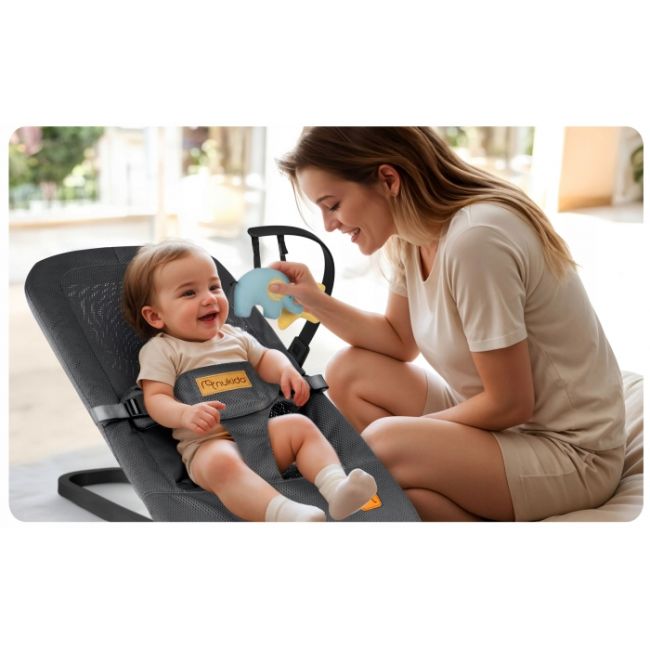 Balansoar pentru copii 2 in 1 cu jucarii, nukido 705200, gri edeedi705200