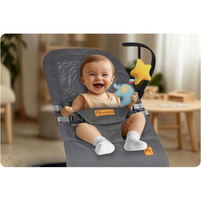 Balansoar pentru copii 2 in 1 cu jucarii, nukido 705200, gri edeedi705200