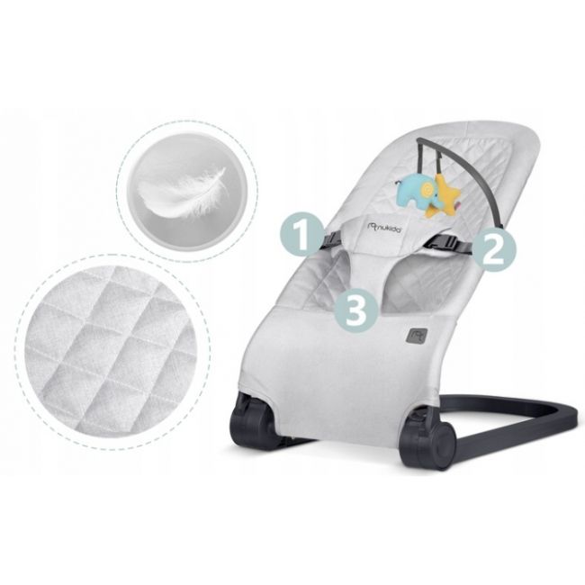 Balansoar pentru copii 2 in 1 cu jucarii, nukido 705201, gri deschis edeedi705201