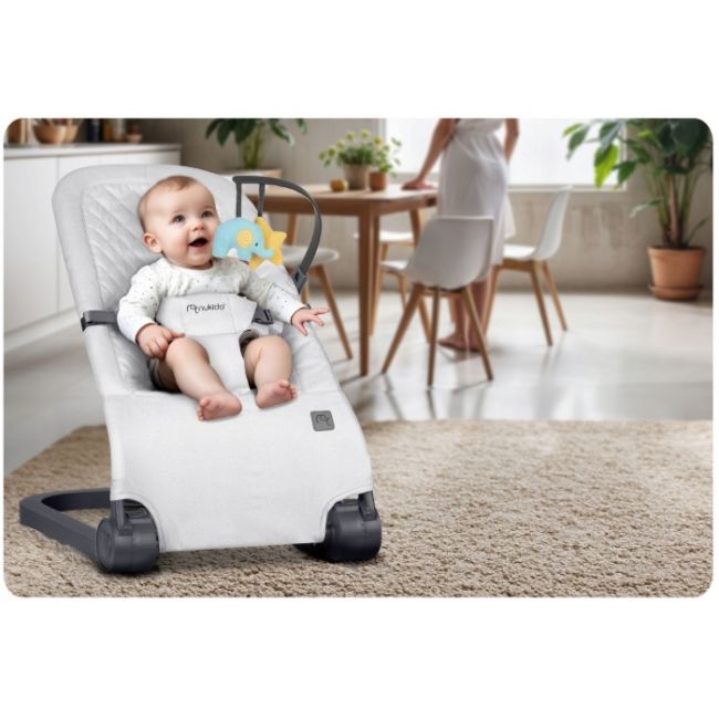 Balansoar pentru copii 2 in 1 cu jucarii, nukido 705201, gri deschis edeedi705201