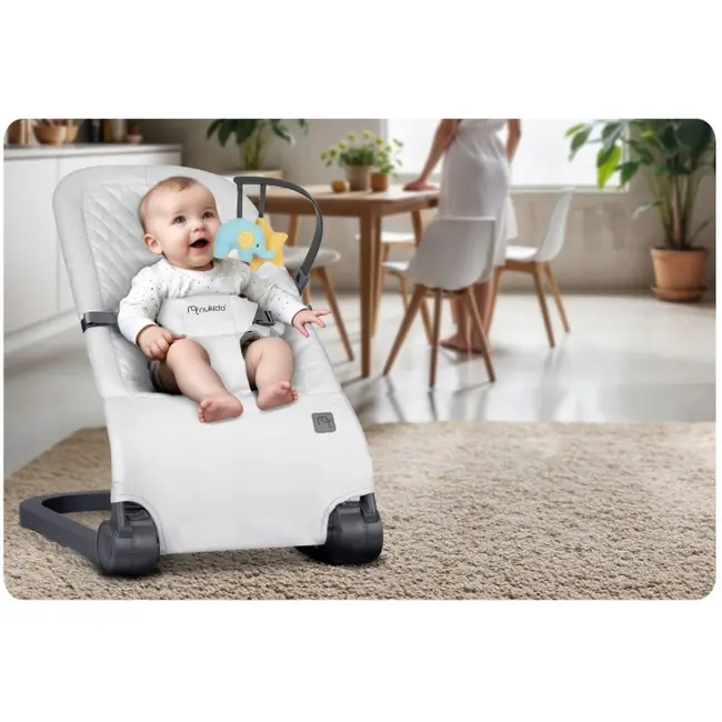 Balansoar pentru copii 2 in 1 cu jucarii, nukido 705201, gri deschis edeedi705201