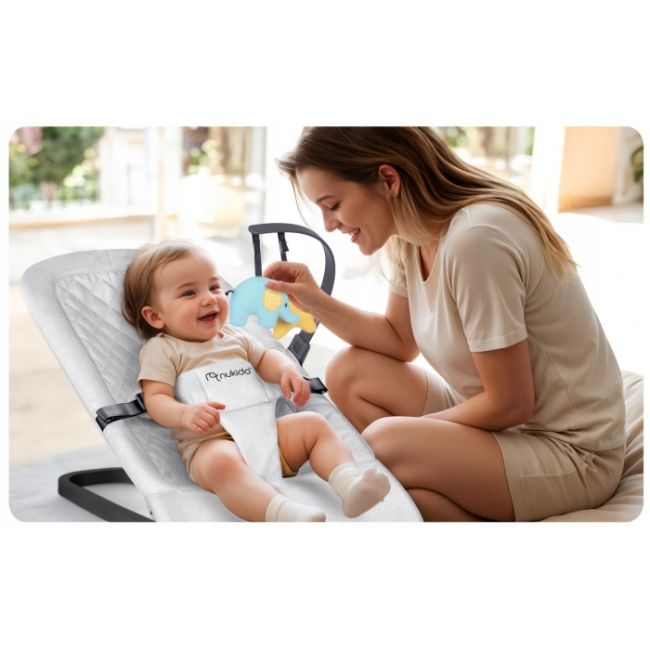 Balansoar pentru copii 2 in 1 cu jucarii, nukido 705201, gri deschis edeedi705201