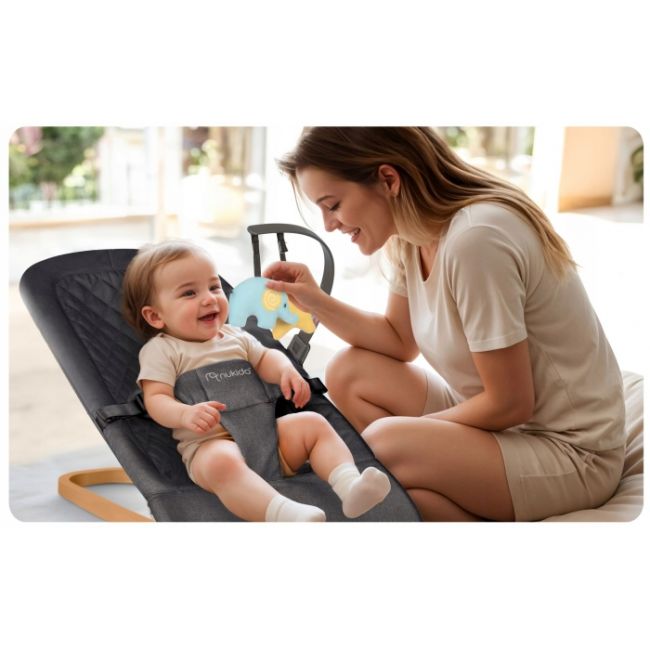 Balansoar pentru copii 2 in 1 cu jucarii, nukido 705202, gri antracit edeedi705202