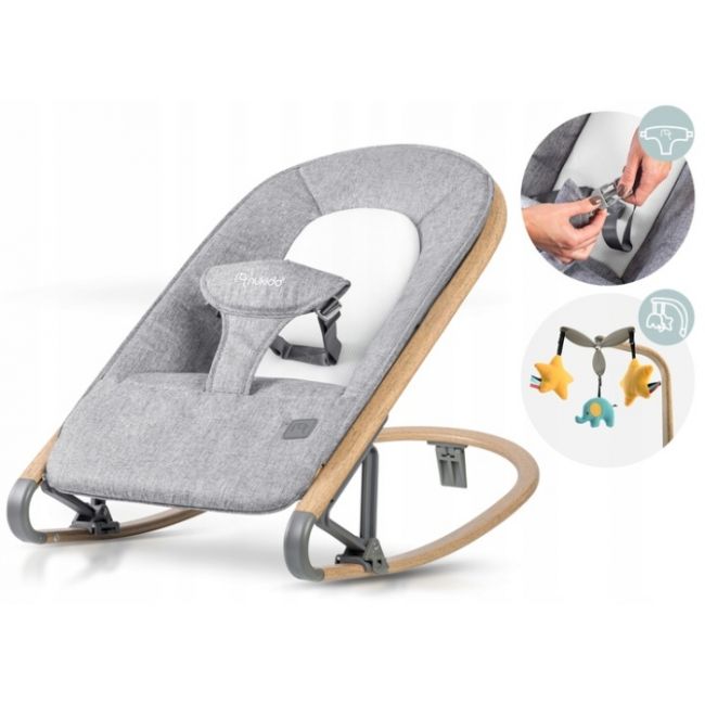 Balansoar pentru copii 2 in 1 cu jucarii, nukido 705300, gri edeedi705300