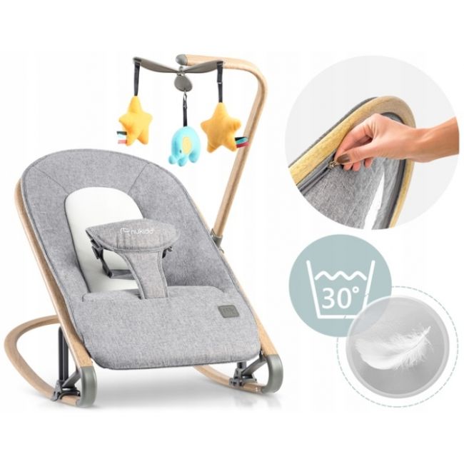 Balansoar pentru copii 2 in 1 cu jucarii, nukido 705300, gri edeedi705300