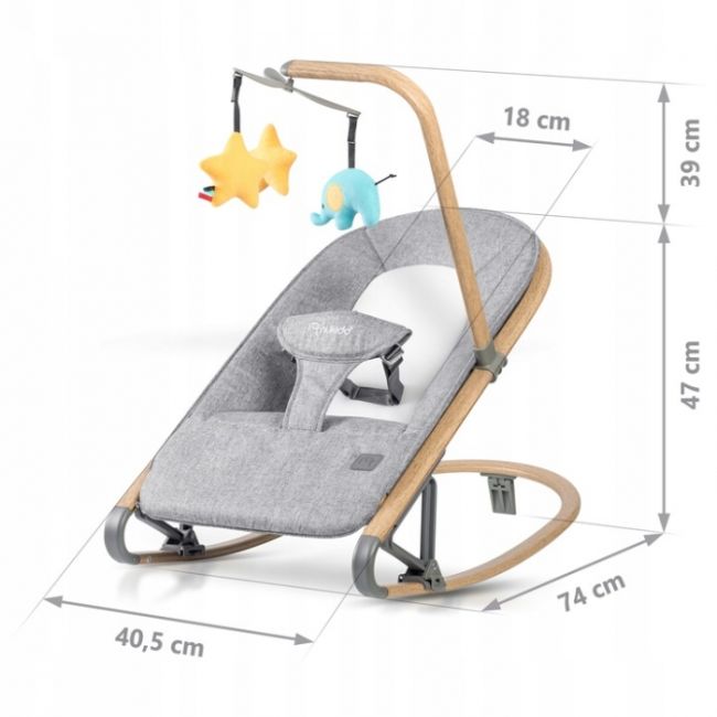 Balansoar pentru copii 2 in 1 cu jucarii, nukido 705300, gri edeedi705300