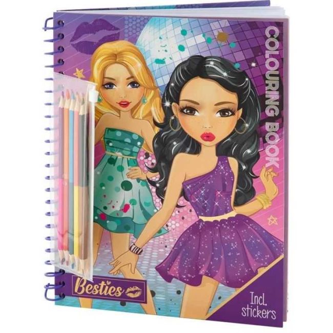 Carte de colorat Besties cu abtibilduri si creioane colorate Grafix GR140003 BBJGR140003_Initiala