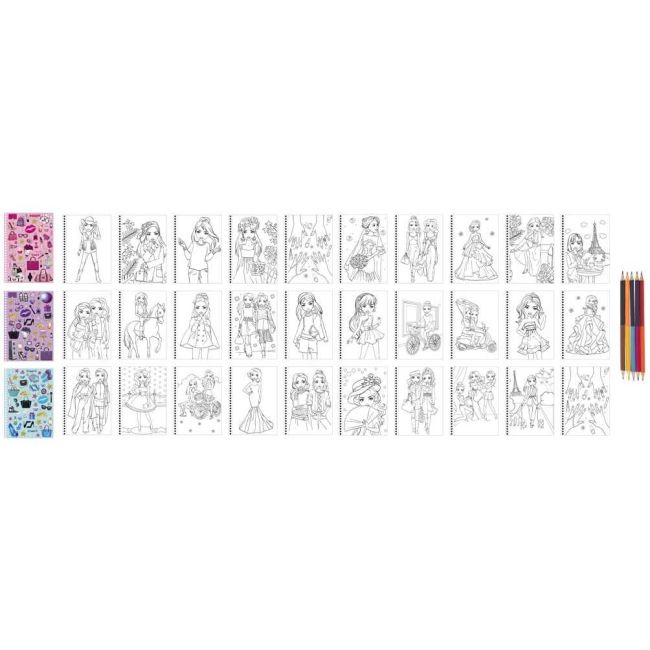 Carte de colorat Besties cu abtibilduri si creioane colorate Grafix GR140003 BBJGR140003_Initiala