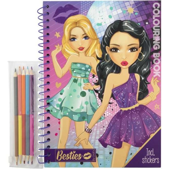 Carte de colorat Besties cu abtibilduri si creioane colorate Grafix GR140003 BBJGR140003_Initiala