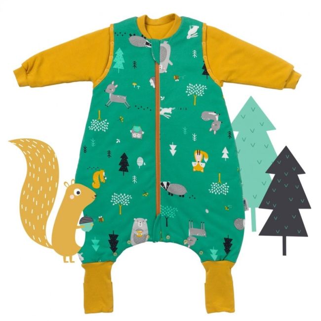 Sac de dormit cu picioruse si maneca lunga detasabila Woodland Animals 80 cm + manseta 3.5 Tog BBXCJ951-35FSN