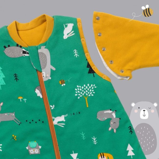 Sac de dormit cu picioruse si maneca lunga detasabila Woodland Animals 80 cm + manseta 3.5 Tog BBXCJ951-35FSN