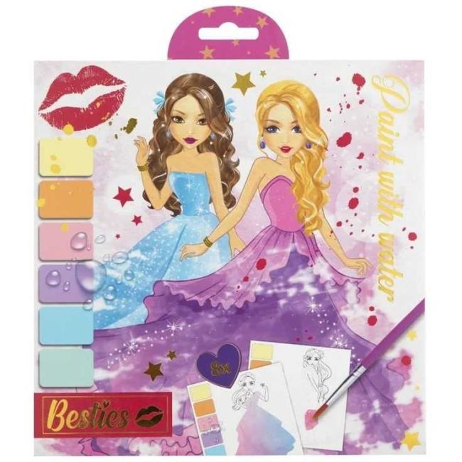 Set de pictat cu apa Besties - Bloc de colorat cu acuarele si planse creative Grafix GR140015 BBJGR140015_Initiala