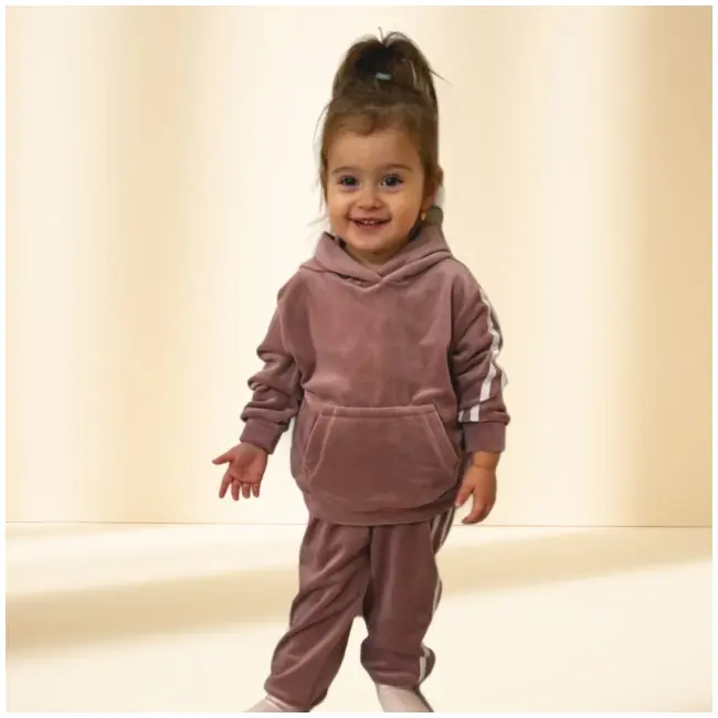 Trening roz pudra din catifea pentru fetite trc2