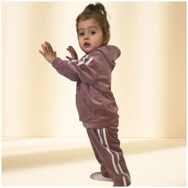 Trening roz pudra din catifea pentru fetite trc2