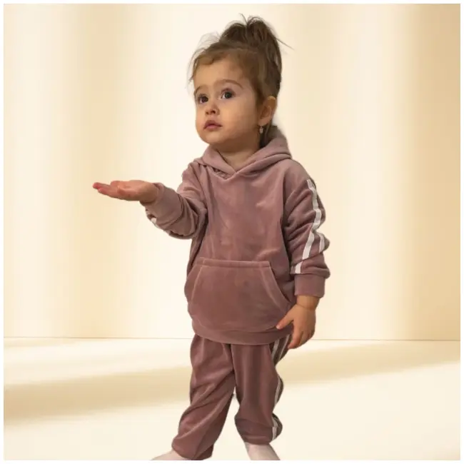 Trening roz pudra din catifea pentru fetite trc2