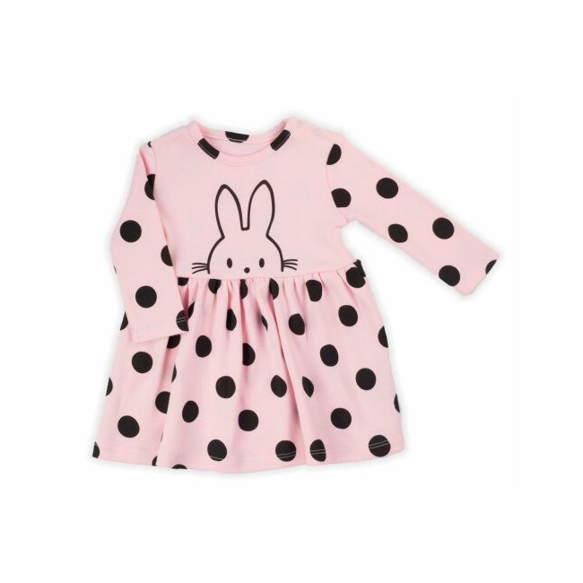 Rochita cu maneca lunga Nicol "Bunny" Roz (163390) Marime 80 (9-12 luni) PMICNICOL-163390-80