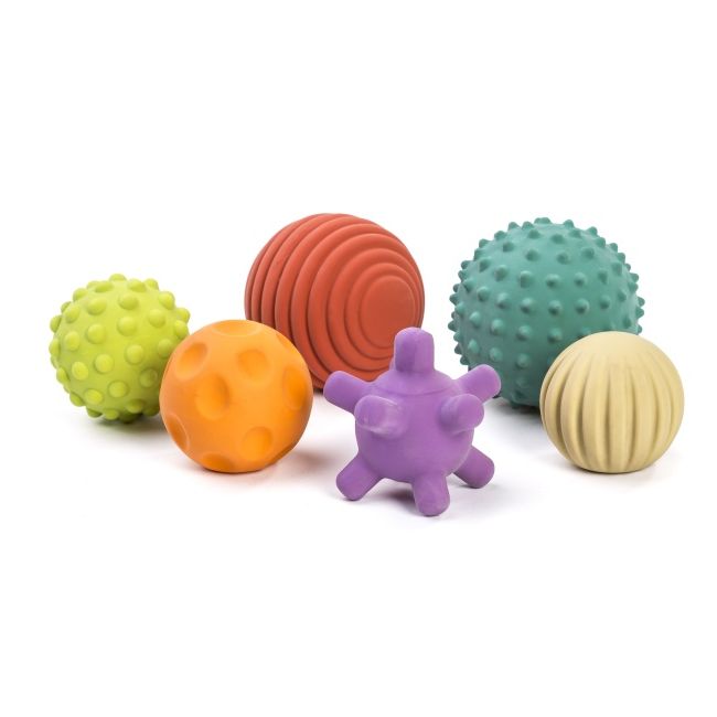 Set 6 mingi senzoriale din cauciuc natural eco pentru bebelusi ml97314