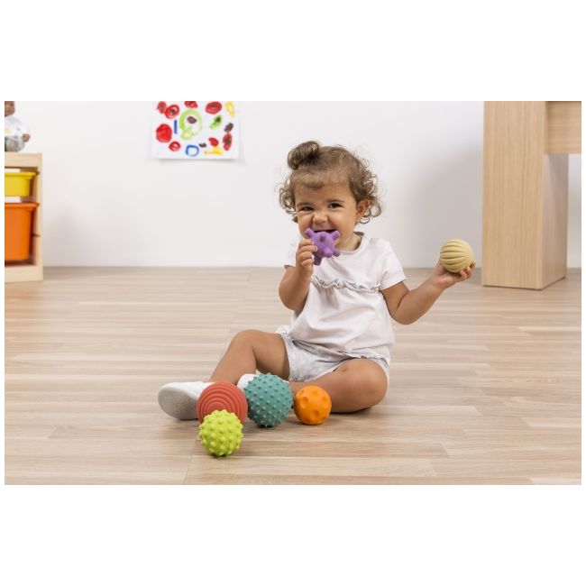 Set 6 mingi senzoriale din cauciuc natural eco pentru bebelusi ml97314