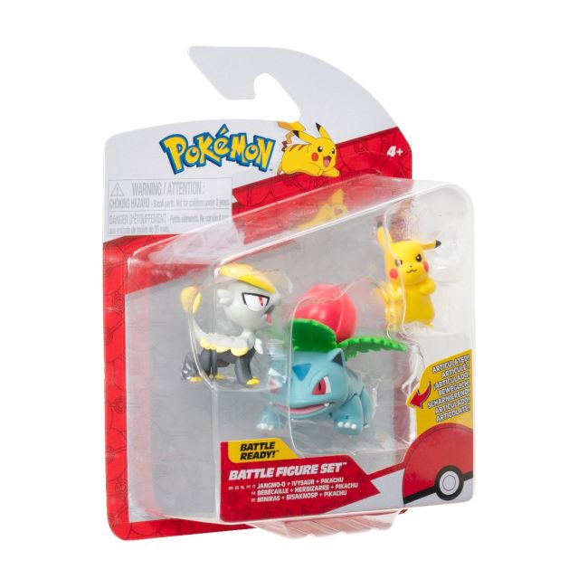Pokemon - Set 3 figurine de actiune, 3PK: Pikachu #2, Jangmo-o, Ivysaur W21 BKFPKW3893