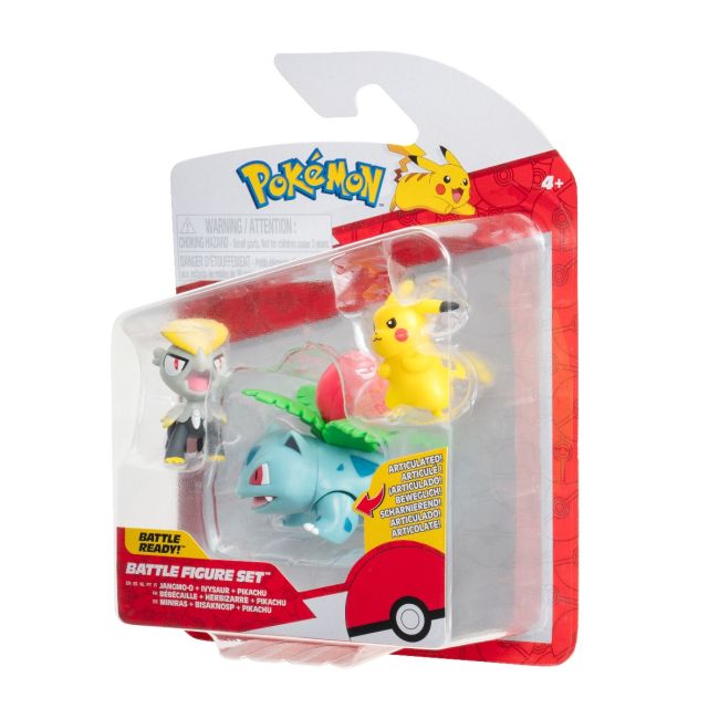 Pokemon - Set 3 figurine de actiune, 3PK: Pikachu #2, Jangmo-o, Ivysaur W21 BKFPKW3893