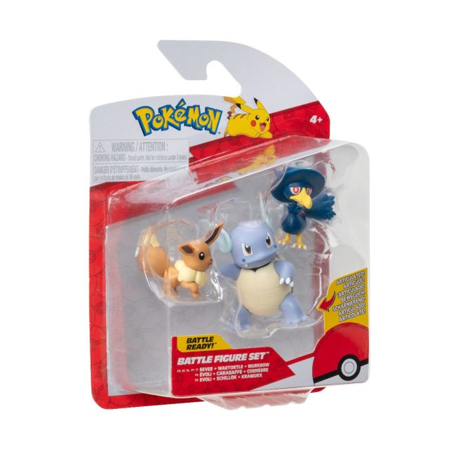 Pokemon - Set 3 figurine de actiune, Eevee #1, Murkrow, Wartortle W21 BKFPKW3895