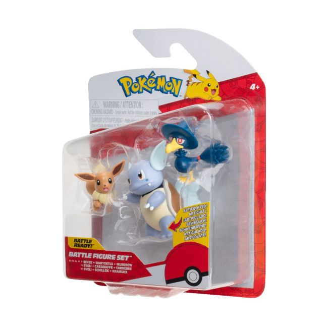 Pokemon - Set 3 figurine de actiune, Eevee #1, Murkrow, Wartortle W21 BKFPKW3895