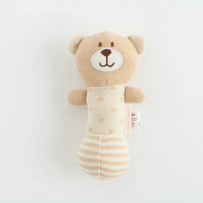 Set cadou 5 piese, New Baby, Din bumbac organic, salopeta, baveta, paturica cu gluga, jucarie, Marime 0 - 3 luni, Beige BYN50140