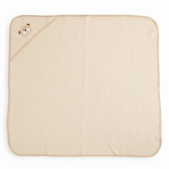 Set cadou 5 piese, New Baby, Din bumbac organic, salopeta, baveta, paturica cu gluga, jucarie, Marime 0 - 3 luni, Beige BYN50140