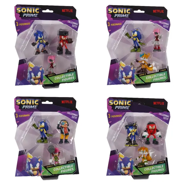 Sonic Prime - Set 3 figurine, blister, diverse modele, S2 BKFSON2220