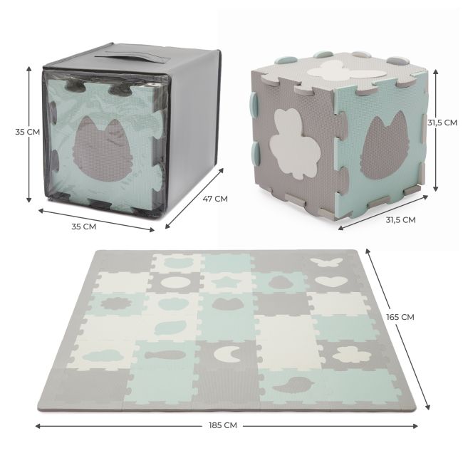 COVORAS DE JOACA KINDERKRAFT LUNO SHAPES, PUZZLE 3D, SPUMA, MINT VIVKPLUSH00MIN0000
