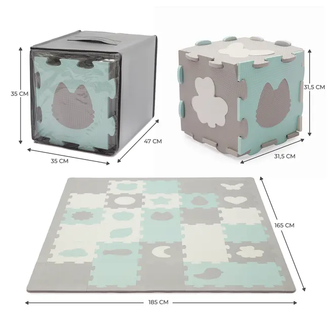 COVORAS DE JOACA KINDERKRAFT LUNO SHAPES, PUZZLE 3D, SPUMA, MINT VIVKPLUSH00MIN0000