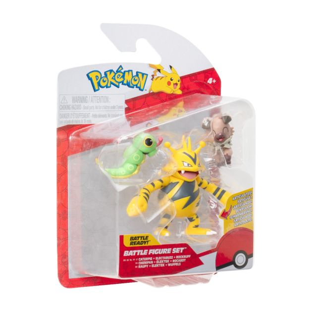 Pokemon - Set 3 figurine de actiune, Caterpie, Rockruff, Electabuzz W21 BKFPKW3892