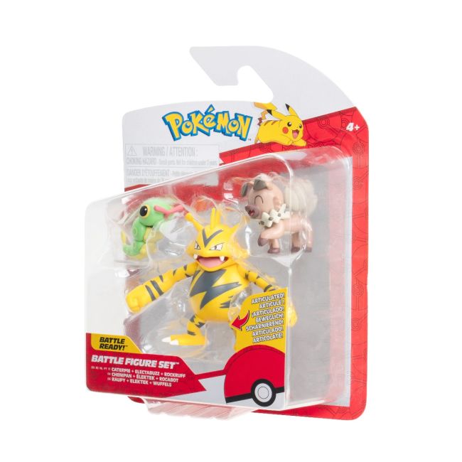 Pokemon - Set 3 figurine de actiune, Caterpie, Rockruff, Electabuzz W21 BKFPKW3892