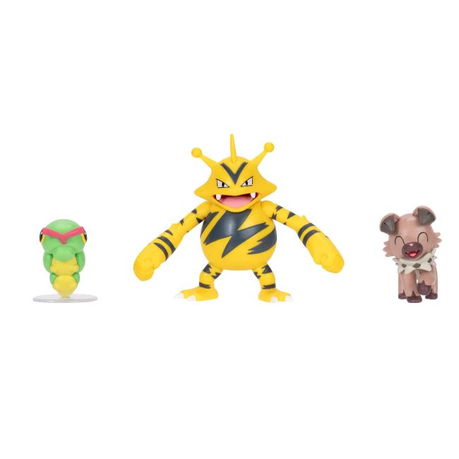 Pokemon - Set 3 figurine de actiune, Caterpie, Rockruff, Electabuzz W21 BKFPKW3892
