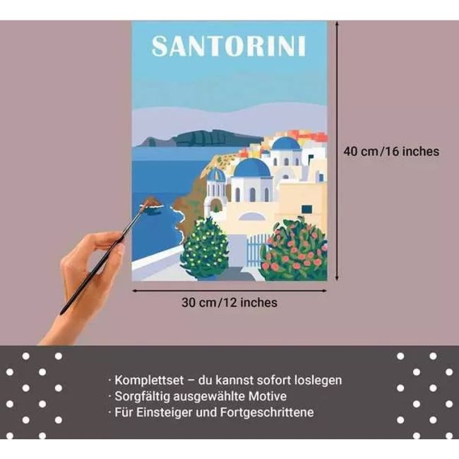 Ravensburger - Pictura pe numere Tablou Canvas Santorini ARTRVSPBN23906