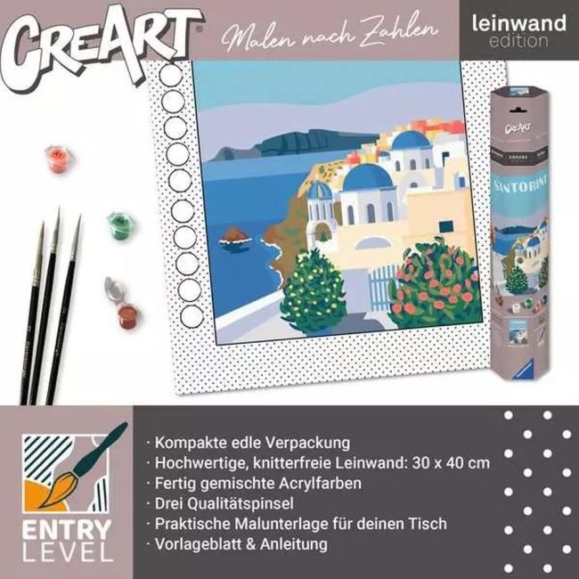Ravensburger - Pictura pe numere Tablou Canvas Santorini ARTRVSPBN23906