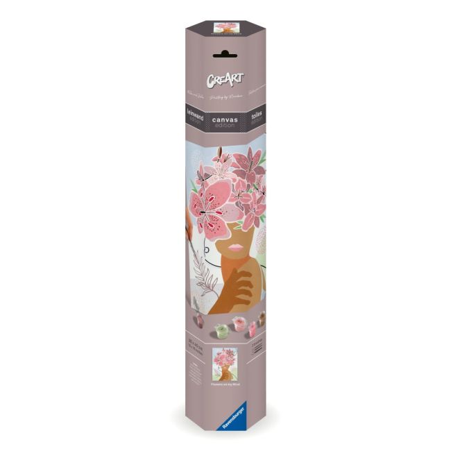 Ravensburger - Pictura pe numere Tablou Canvas femeie cu flori in cap ARTRVSPBN23908