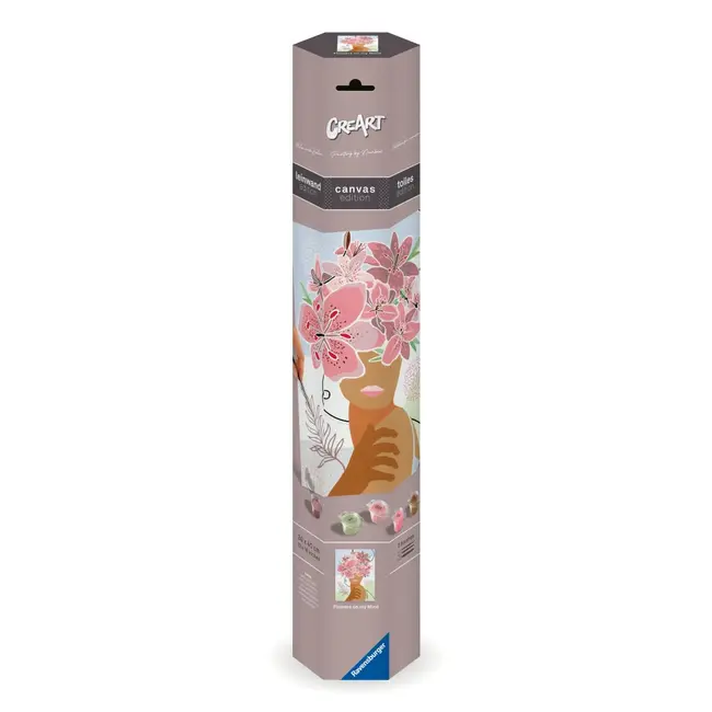 Ravensburger - Pictura pe numere Tablou Canvas femeie cu flori in cap ARTRVSPBN23908