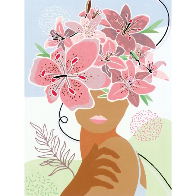 Ravensburger - Pictura pe numere Tablou Canvas femeie cu flori in cap ARTRVSPBN23908