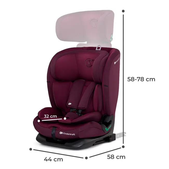 SCAUN AUTO KINDERKRAFT ONETO 3 I-SIZE, 76-150 CM, CHERRY PEARL VIVKCONE300RED0000