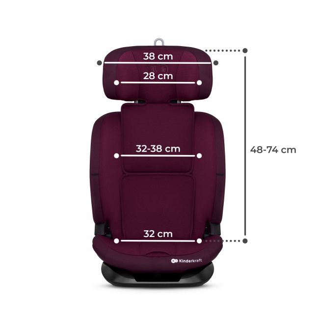 SCAUN AUTO KINDERKRAFT ONETO 3 I-SIZE, 76-150 CM, CHERRY PEARL VIVKCONE300RED0000