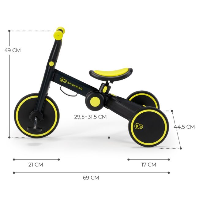 BICICLETA DE ECHILIBRU / TRICICLETA KINDERKRAFT 4TRIKE, BLACK VOLT VIVKR4TRI00BLK0000